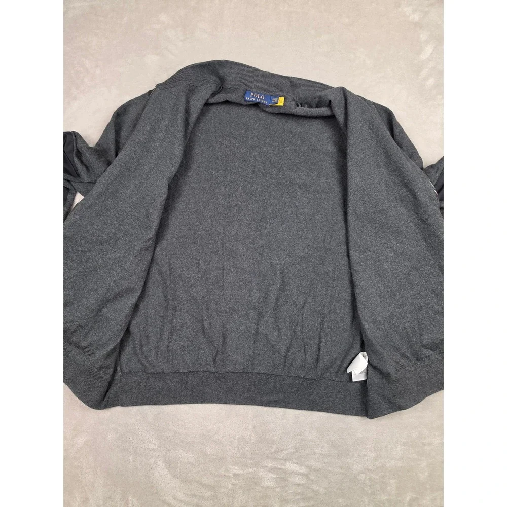 Polo Ralph Lauren Hybrid Sweater Bomber Jacket Men XXL Gray Black Full Zip Woven
